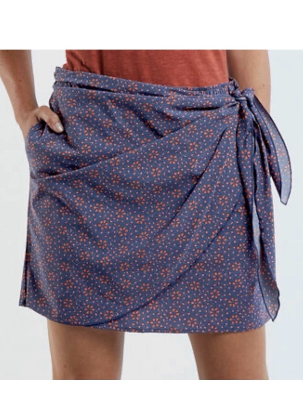 Toad&Co Sunkissed Wrap Skirt Floral Navy S NEW
